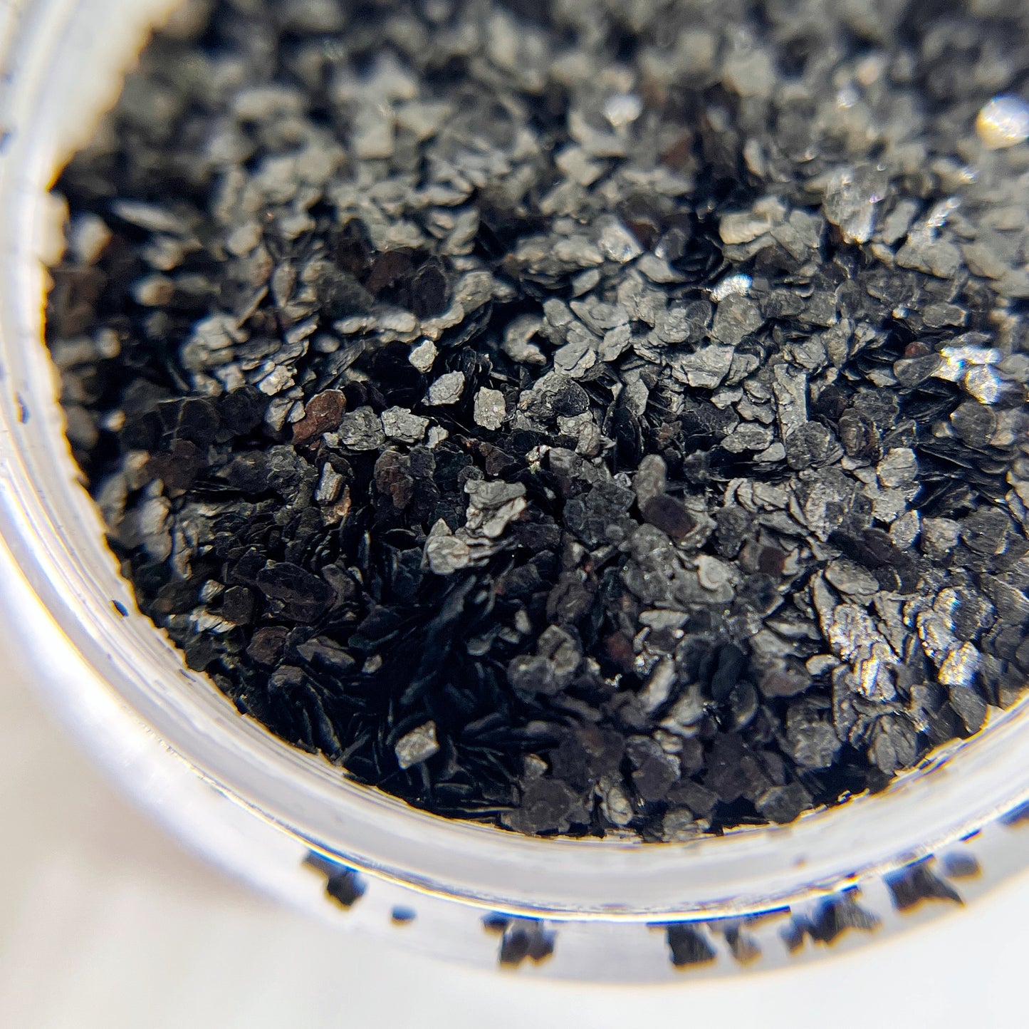 Lava Speckle Glitter in Jar - Black Irregularly Shaped Solid Glitter Mimicking Speckles