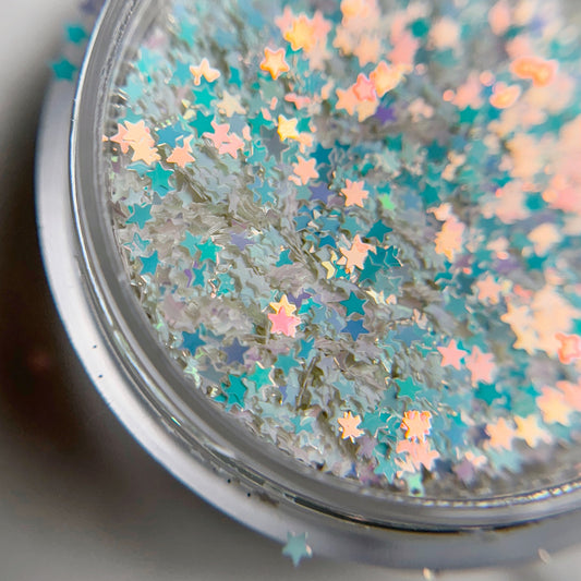 Tiny Stars Glitter - Aurora White
