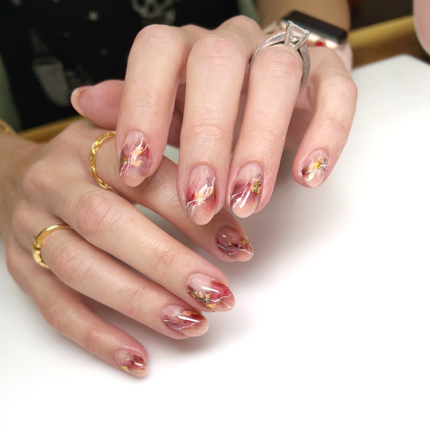 Hand posing on white background