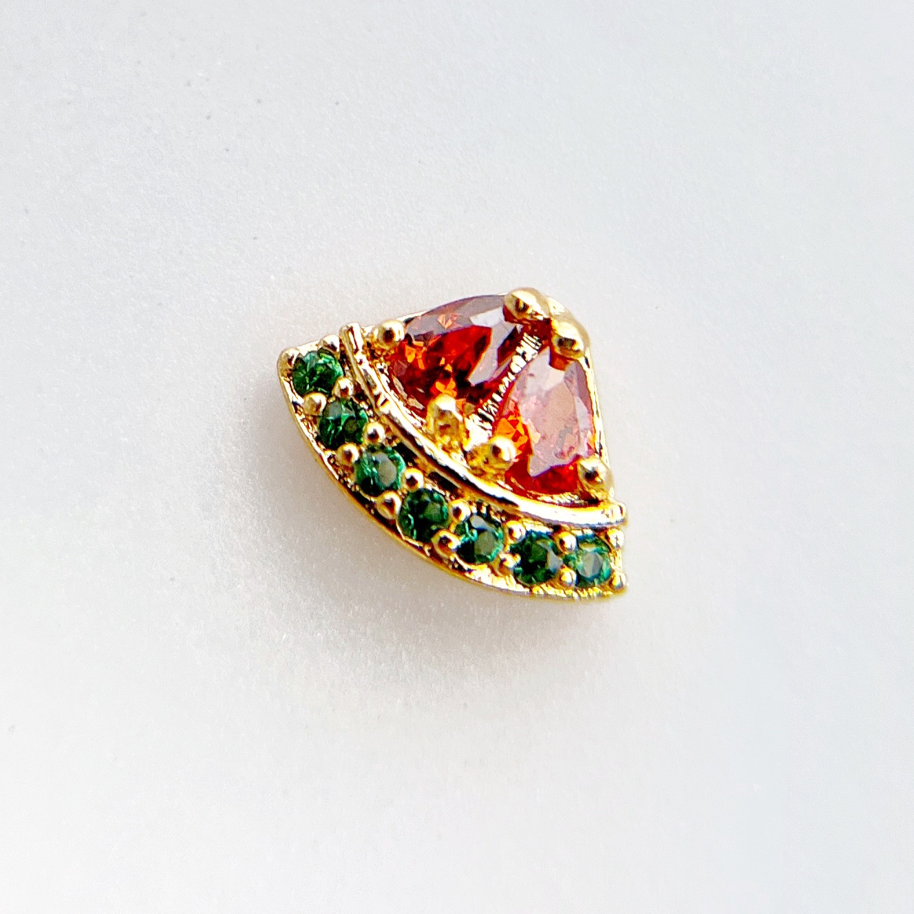 Rhinestone Watermelon charm on white background.