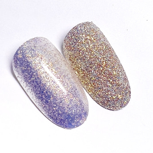 Decorated nail tips on white background. 