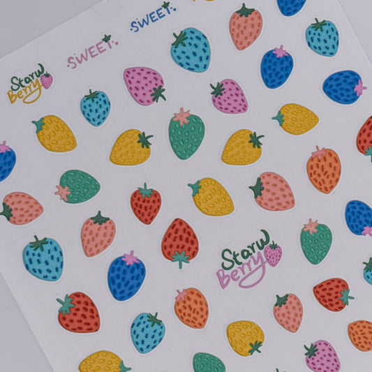 Colorful Strawbs Nail Stickers