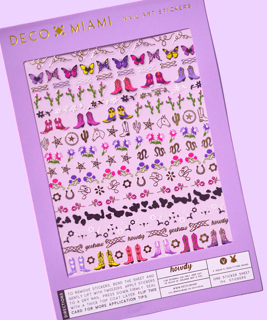Cowgirl and colorful themed nail art stickers. 