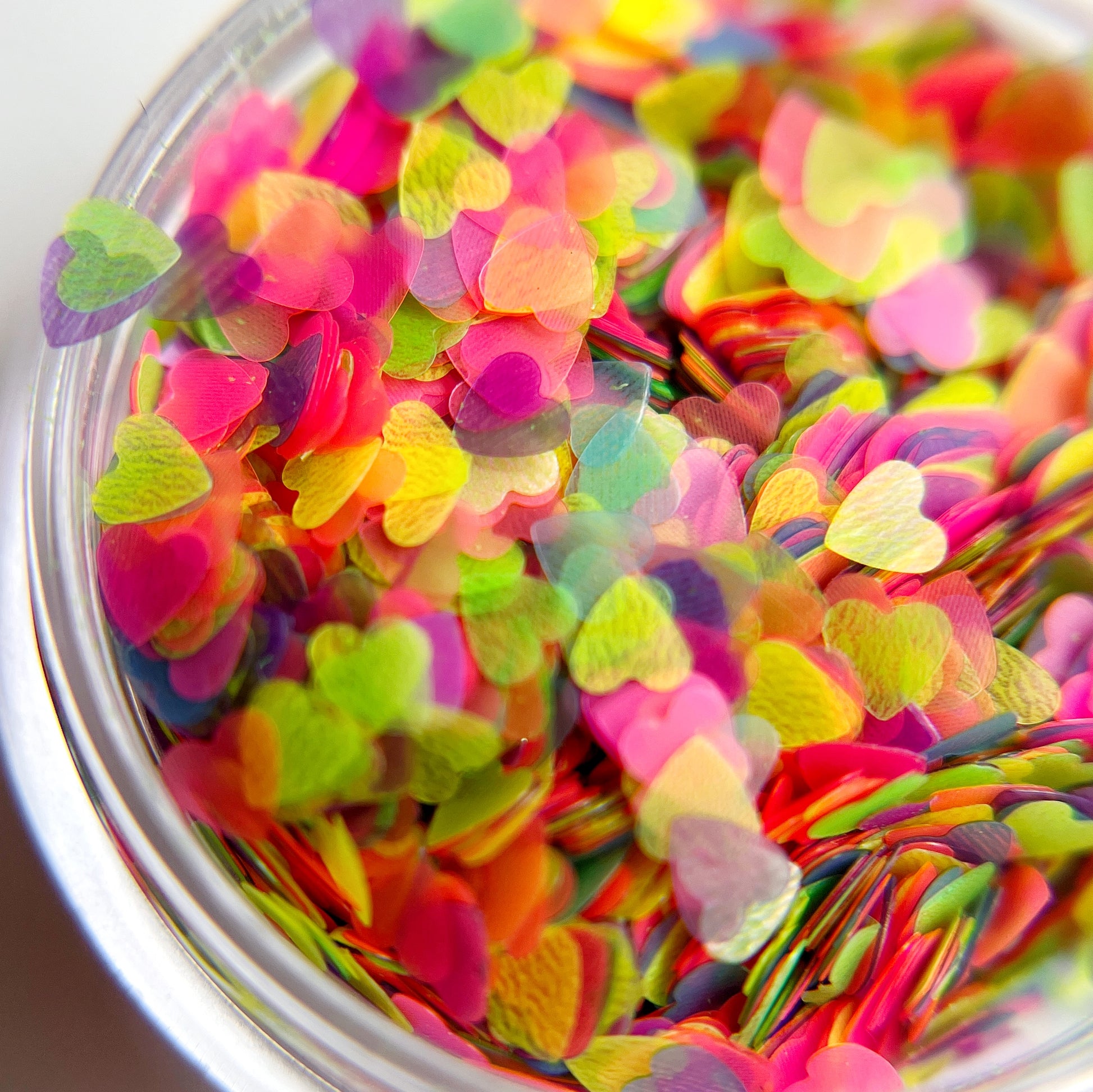 Close up glitter mix in jar. 
