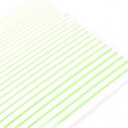 Colorful Line Nail Stickers - Assortment of Various Widths in Lime Green, Displayed on White Background.