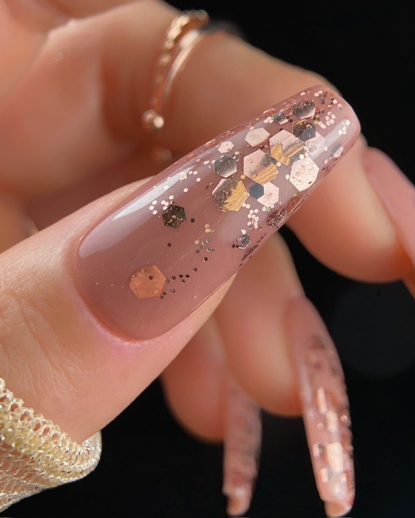 Nail with decorative design on a clear background